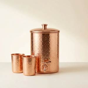 Distributeur de boissons en cuivre martelé au look fabuleux avec couvercle et robinet, grande capacité - Product Image 2