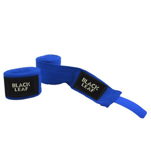 Bandages de boxe personnalisés avec logo, bleus, en coton élastique, fermeture auto-agrippante, équipement de protection unisexe - Product Image 3