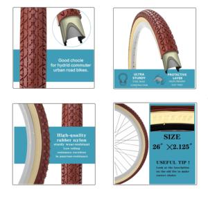 Neumático para Bicicleta Cruiser Beach – Neumático de Repuesto para Bicicleta Urbana de Estilo Retro para Ciudad y Carretera - Product Image 3
