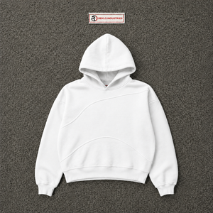 Custom <b>White</b> Oversized Hoodie <b>Men</b> Streetwear Pullover With Curved Seam Design Drop Shoulder Fashion Casual Hooded <b>Sweatshirt</b> Top - Product Image 5