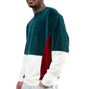 Sudadera de algodón con cuello redondo para hombre y mujer, ropa de calle de talla grande, con forro polar, de retales, con logo personalizado, venta al por mayor - Product Image 2