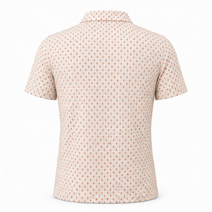 Polo de Manga Corta para Hombre Trackstar, Color Crema Coral, con Estampado Geométrico de Diamantes, Cuello con Botones, Camisa de Golf, Logotipo Personalizado - Product Image 3