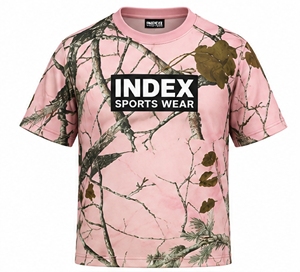T-shirt à manches courtes pour homme Index, imprimé camouflage rose, col rond, vêtements de sport - Product Image 1