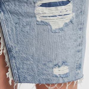 Jupe crayon en jean déchiré taille haute pour femme, longueur genou, décontractée, style streetwear confortable - Product Image 5