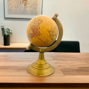 Support de globe terrestre rotatif en laiton jaune, style Art Déco, écologique, décoration de bureau à domicile, cadeau - Product Image 3