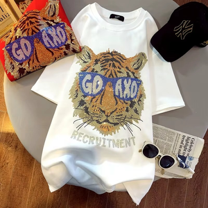 High Quality 100% <b>Combed</b> Cotton 2026 Summer Hot Drill Animal Men's Women's Short Sleeve T-Shirts Regular Fit Breathable - Product Image 4