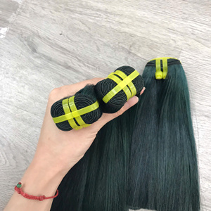มัดผมตรงจากกระดูกสีเขียวเข้ม | ผมมนุษย์เวียดนามแบบสองชั้น - Product Image 3