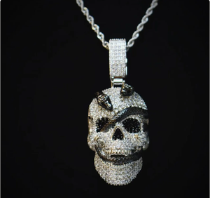Moissanite Diamond <b>Skull</b> Pendant 925 Sterling Silver Gothic Hip Hop Jewelry <b>gift</b> for unisex - Product Image 1