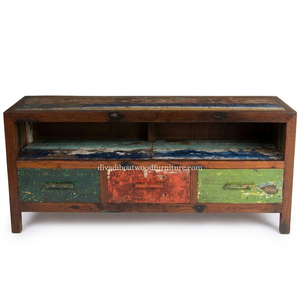 Sustainable Reclaimed Boat Wood TV <b>Cabinet</b> 3 Drawer Inside Model With Wood Handle Solid Wood <b>Rustic</b> Recycled Timber For Stand TV - Product Image 1