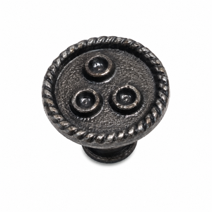 Artisan Cast Iron Cabinet Knob with Scroll Pattern for <b>Drawer</b> Cupboard Dresser | Carved Furniture Pull for Kitchen Door Hardware - Product Image 1
