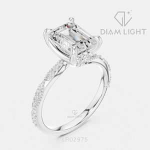 Bague de fiançailles en or blanc 14 carats avec diamant de laboratoire taille émeraude 2,56 carats, couleur F+, clarté VS+, certifiée IGI, idéale pour un cadeau - Product Image 2
