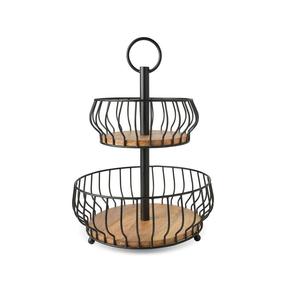 Nouvelle corbeille à fruits ronde à 2 niveaux en fil métallique, moderne et de haute qualité, prix abordable, taille et forme personnalisables - Product Image 3