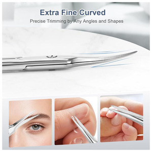 Ciseaux à cuticules, ciseaux à ongles extra fins et courbés pour sourcils, cils, manucure et pédicure, utilisables pour hommes et femmes - Product Image 2