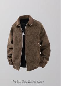 Chaqueta de Motociclista para Hombre, Estilo Retro, Color Café Marrón, de Gamuza, para Primavera y Otoño, Impermeable, Transpirable y Resistente al Viento - Product Image 2