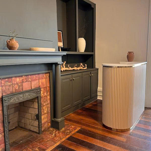 Bureau de réception moderne en bois demi-rond, design minimaliste, mobilier de bureau durable, usage commercial - Product Image 2