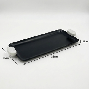 Modern Ramadan Collection Matte <b>Black</b> Rectangular <b>Serving</b> <b>Tray</b> Luxury Eid Hospitality and Coffee Service <b>Tray</b> - Product Image 4
