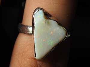 Australian Opal Natural Polished Rough Prong Setting Silver Gemstone Classic Ring for Party <b>Wedding</b> Gift for Her New Arrival - Product Image 5