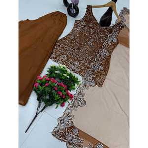 Ropa de Diseñador India y Pakistaní, Elegante Top Plazzo y Dupatta para Fiestas - Product Image 4