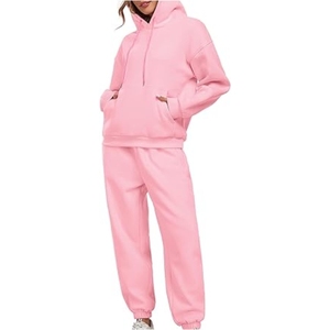 Women's <b>Sweat</b> Tracksuit Hooded <b>Top</b> Jogger Pants Relaxed Two Piece Matching Lounge Outfit 100% Cotton Fleece - Product Image 6