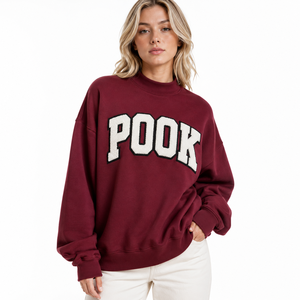 Sudadera Oversize Personalizada para Mujer con Cuello Alto, Bordado de Chenilla, Forro Polar, Ajuste Holgado, OEM ODM, Sudadera con Letras Griegas - Product Image 1