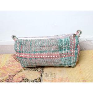 Indian Kantha Hand Block Print Cotton Cosmetic Bag Set with Tassel Zipper Closure Vintage Style-Women's Travel Makeup Pouch - Product Image 5