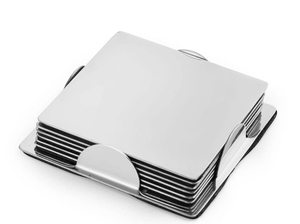 Lot de sous-verres et dessous de plat classiques carrés en acier inoxydable, antidérapants, résistants à la chaleur et écologiques – Vente directe usine - Product Image 4