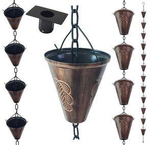 Cadena de lluvia decorativa moderna con diseño de flor de loto negra, reemplazo de canalón colgante para un drenaje exterior elegante - Product Image 6