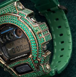 Bisel de Reloj DW6900 con Diseño de Borde Clásico, Caja y Correa de Reloj Personalizadas con Incrustaciones de Diamantes, Estilo Hip Hop - Product Image 3