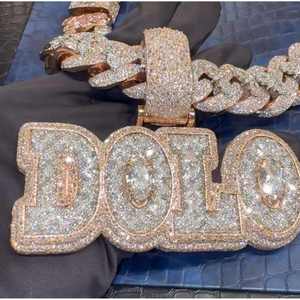 Colgante Personalizado de Letra Inicial 3D con Moissanita y Plata 925 para Hombre, Estilo Hip Hop - Product Image 2