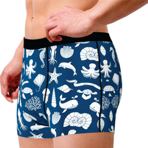 Custom Mens Ocean Print <b>Boxer</b> Briefs Breathable Stretch Underwear Quick Dry Private Label Sublimated Underpants OEM Manufacturer - Product Image 2