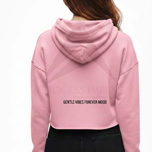 Women's Pink Cropped Hoodie With <b>Cat</b> Print Bow Design Casual Cotton Sweatshirt Autumn Wear - Product Image 2