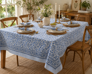 Indian Handmade Premium Quality Eco-friendly Printed Floral Pattern Cotton <b>Table</b> Cover Modern Style Customizable for Wedding Use - Product Image 2