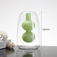 Diffuseur d'arômes en verre à double paroi, bouteille diffuseur d'huiles essentielles en forme de gourde, diffuseur sans flamme en rotin