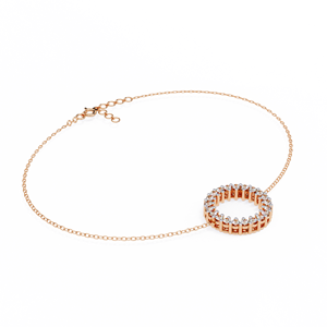 <b>Circle</b> of Life Halo Diamond Bracelet – Open Eternity <b>Ring</b> CVD Lab Diamond 10K 14K 18K Solid Rose Gold Chain Wristlet - Product Image 3