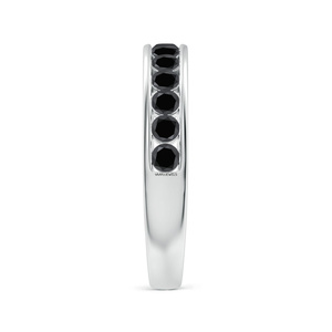 Bague d'éternité classique unisexe en diamant noir naturel plaqué rhodium, taille brillant, en or 10K 14K 18K ou en argent 925 935 - Product Image 3