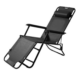 Silla Plegable Reclinable Extensible Negra Portátil, Muebles de Jardín de Doble Uso - Product Image 1