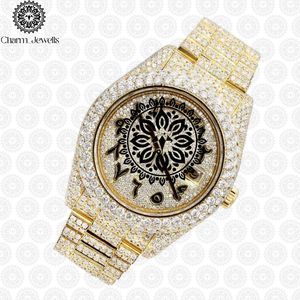 Reloj Charm_Jewells de Lujo con Diamantes en Oro Amarillo, Esfera Redonda de 40 mm, Movimiento de Cuarzo Analógico, Cierre Plegable, Unisex, a la Moda - Product Image 4