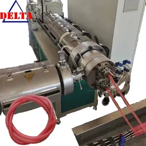 Machine d'extrudeuse de tuyau à deux sorties à ondulation flexible renforcée en PVC rigide souple ligne de production de tuyau de conduit d'aspiration d'irrigation