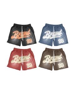 กางเกงขาสั้นหลากสี แบรนด์ 88 รุ่น Distressed |   กางเกงขาสั้นสตรีทแวร์ผ้าฟลีซขนาดใหญ่พิเศษ |   กางเกงขาสั้นลายกราฟิกแบบซัก OEM รับผลิตแบรนด์ส่วนตัว - Product Image 1