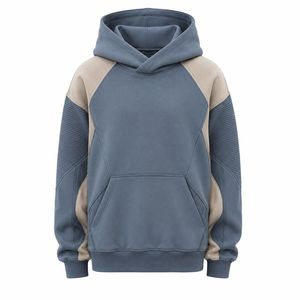 Men's Autumn Hooded Fleece Sweatshirt <b>Raglan</b> Sleeve Regular Fit Pocket Casual Solid Color Breathable Knitted Hoodie 100% Cotton - Product Image 4