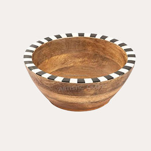 Plateau de service en bois de manguier incrusté de résine de conception moderne Bol de conception de sculpture japonaise écologique pour la cuisine à manger jetable - Product Image 1