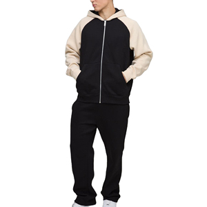 Wholesale Price Mens Custom Tracksuit Set Cotton Fleece Hoodie And Jogger Pants Full Zipper Casual Sportswear For Men - Product Image 4
