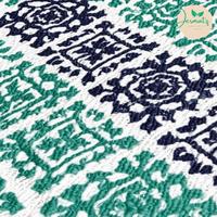 Tapis de prière d'extérieur tissé Jermatz, motif bleu-vert, antidérapant, réutilisable, logo personnalisé pour adultes, fabriqué au Bangladesh, coton et jute 2026