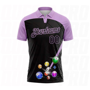 Bolas de Billar Personalizadas en Negro y Morado Claro, con Logotipo del Equipo y Nombre Bordado, Impresión Digital por Sublimación, Transpirables y Resistentes a la Humedad - Product Image 2