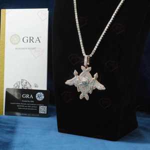 จี้ฮิปฮอปแบบกำหนดชื่อได้ เงินแท้ 925 ชุบโรเดียม ประดับเพชร GRA Moissanite ผ่านการทดสอบเพชร ตัวอักษรทันสมัย สำหรับผู้ที่รับรองคุณภาพ - Product Image 3