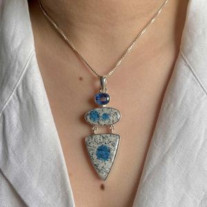 จี้เพชรพลอยธรรมชาติ NIKHIL GEMS K2 แจสเปอร์ วินเทจ สำหรับงานหมั้น ประดับไคยาไนต์ เงินแท้ 925 รับรองโดยบุคคลที่สาม OEM - Product Image 1