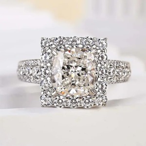 Elegant Design 2.5 Carat Moissanite <b>Cushion</b> Cut Diamond Gold Plated Engagement <b>Wedding</b> <b>Ring</b> 925 Sterling Silver Everyday Wear - Product Image 2