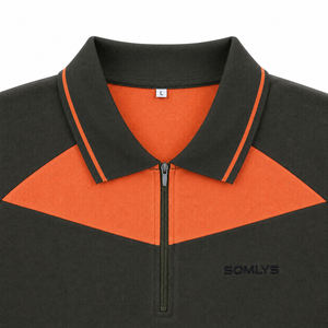 Camiseta Premium de Punto Piqué para Hombre, Diseño de Corte en Contraste, Logotipo Bordado, Cuello con Media Cremallera, Manga Corta, Estilo Elegante - Product Image 4