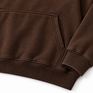 Sudadera con capucha unisex extragrande lavada, color marrón oscuro, tendencia de invierno 2026, sudadera de moda, 100% algodón polar - Product Image 3