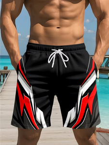 Nouveau short de bain pour homme à cordon de serrage, imprimé 3D, séchage rapide, décontracté, pour natation et fitness, en tissu élégant et design - Product Image 1
